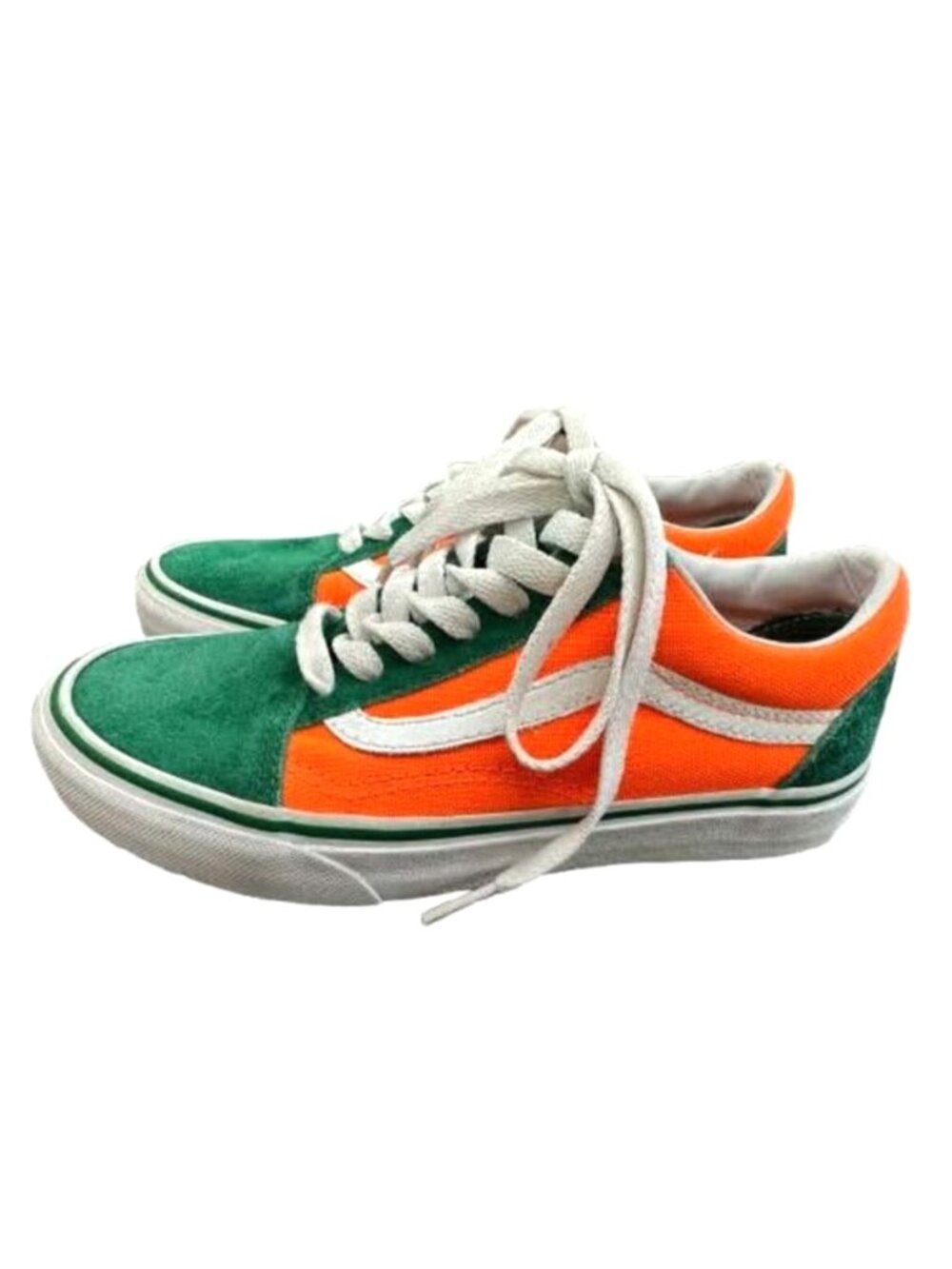 Vans Old Skool Green Orange Suede Sneakers Womens 5 Youth 3.5 Colorblock